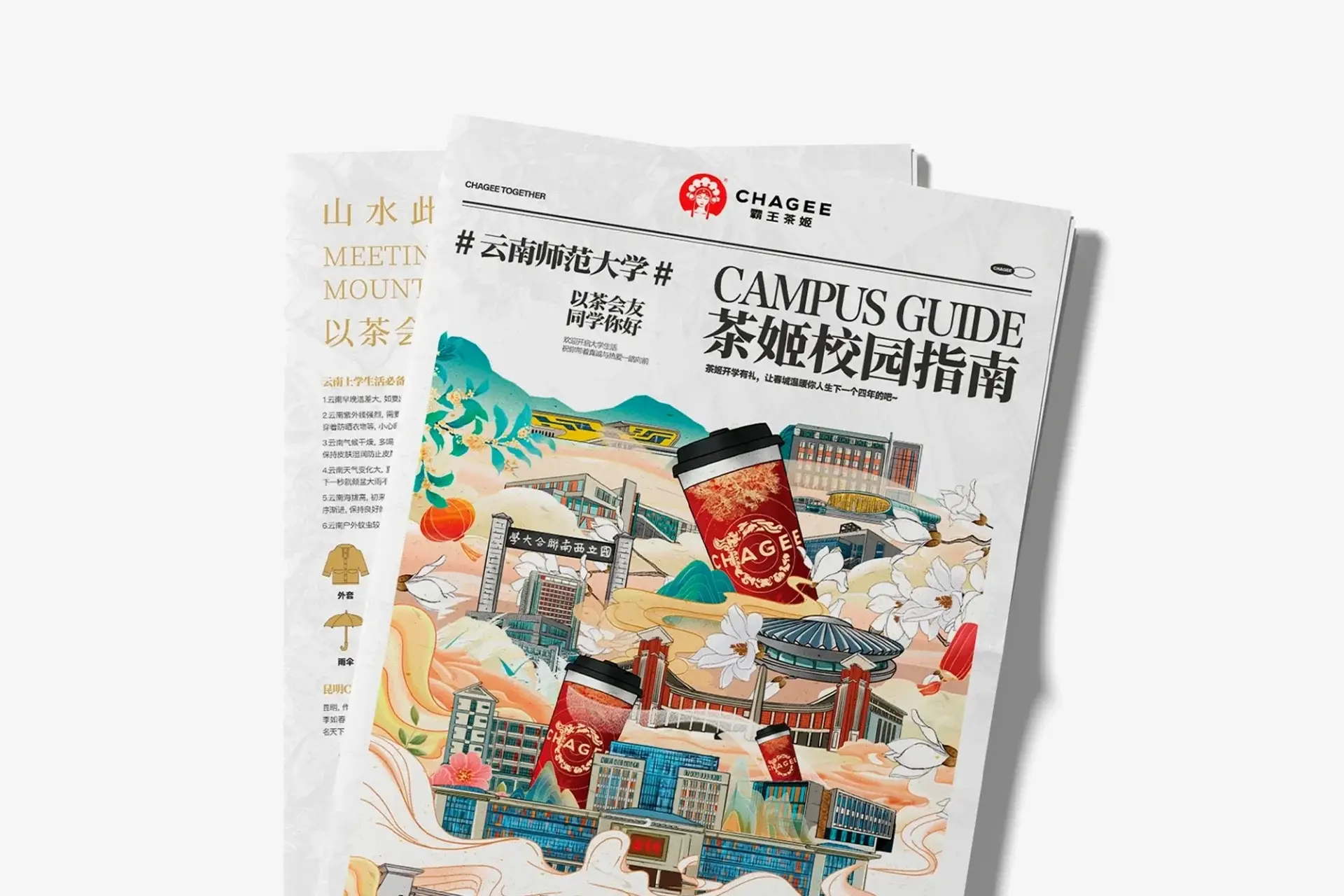 霸王茶姬校园主题手绘地图